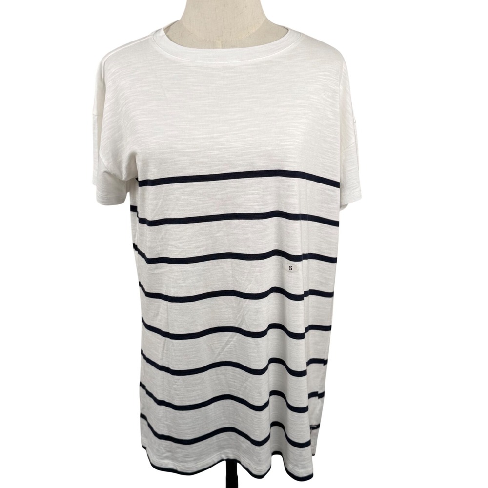 NWT Maurices 24/7 Dawson Striped Drop Shoulder Tee Shirt Cotton Modal Nautical
